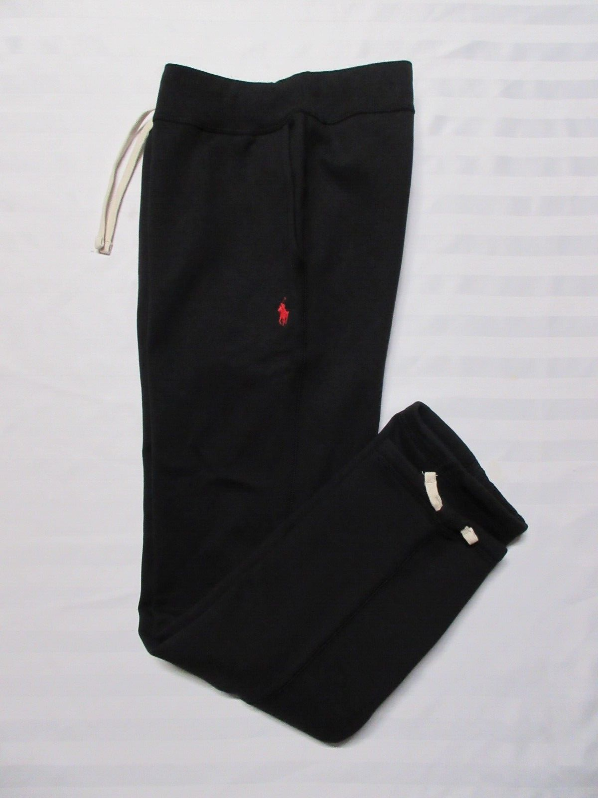 POLO RALPH LAUREN Men's Black String-Hem Jogger Fleece Sweat POLO RALPH LAUREN Men's Black String-Hem Jogger Fleece Sweat