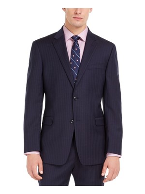

TOMMY HILFIGER Мужская темно-синяя однобортная куртка в тонкую полоску из смесовой шерсти, длина 41, Navy, ADAS1AS80039