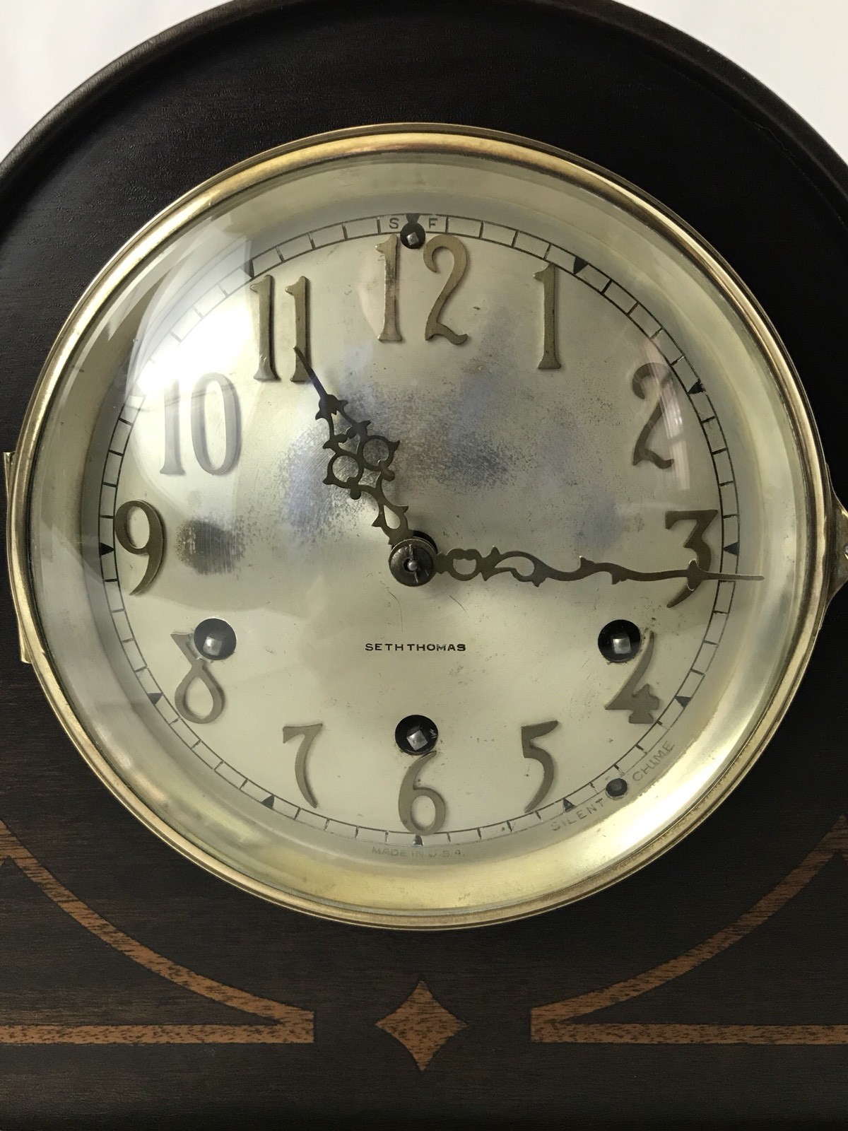 Seth Thomas Westminster Wood Mantel Clock & Key Antique Vtg Chime No 90 Mvmt 124