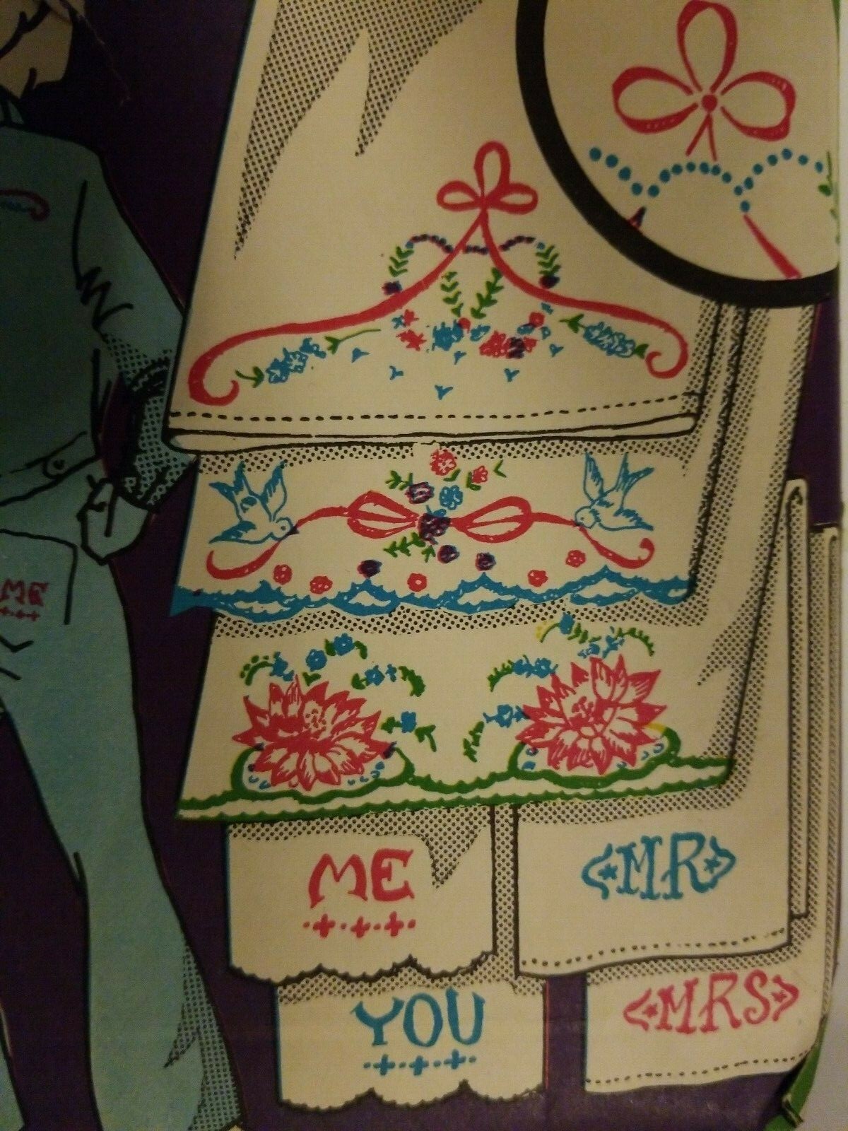 Sewing Transfers Pattern VOGART 128 Embroidery Painting Mr Mrs Cheerful Floral