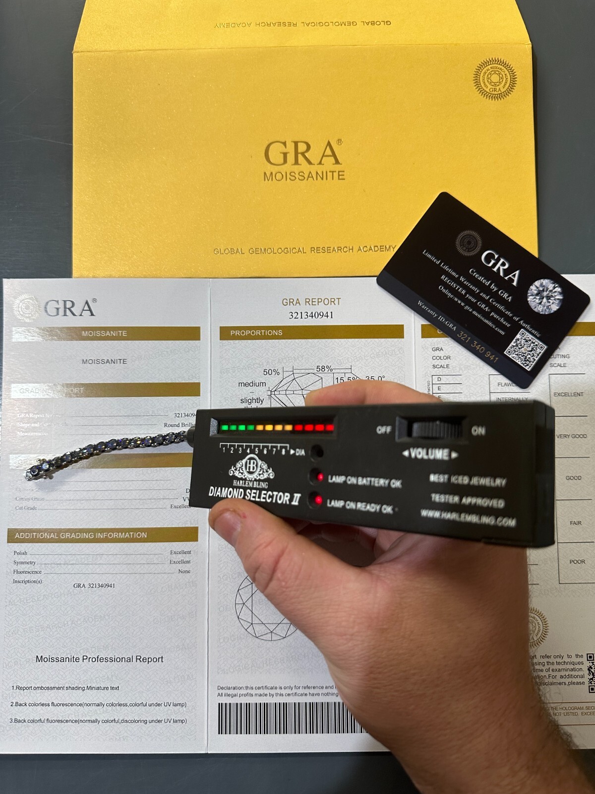 Pre-owned Silver Real Iced Dark Blue Moissanite 5mm Tennis Bracelet 925  Pass Diamond Test