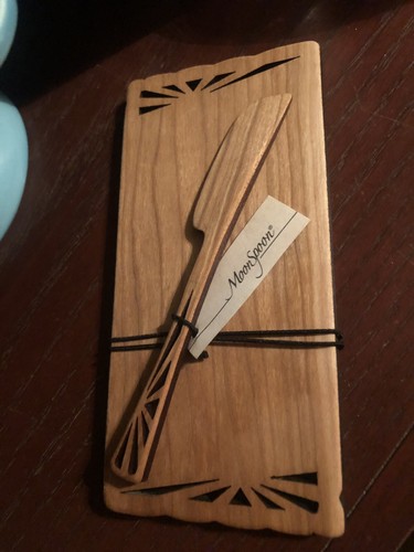 Moon Spoon Handcrafted Cherry Butter Board Beautiful Cut Out Pattern New