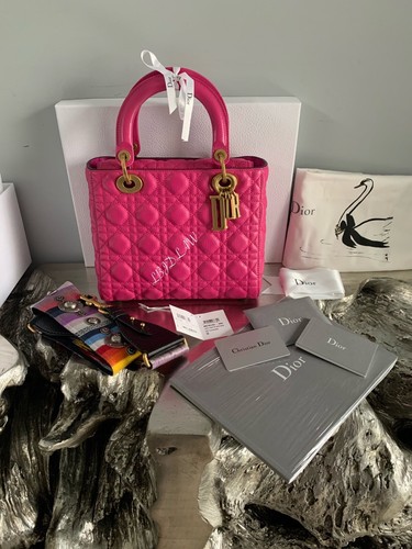 CHRISTIAN DIOR Lady Dior Fuchsia Pink Supple Medium Bag