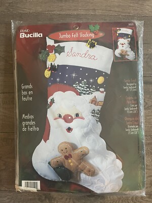 Bucilla SANTA TREAT Gingerbread Man Christmas Felt Jumbo 28'' Stocking Kit 84595