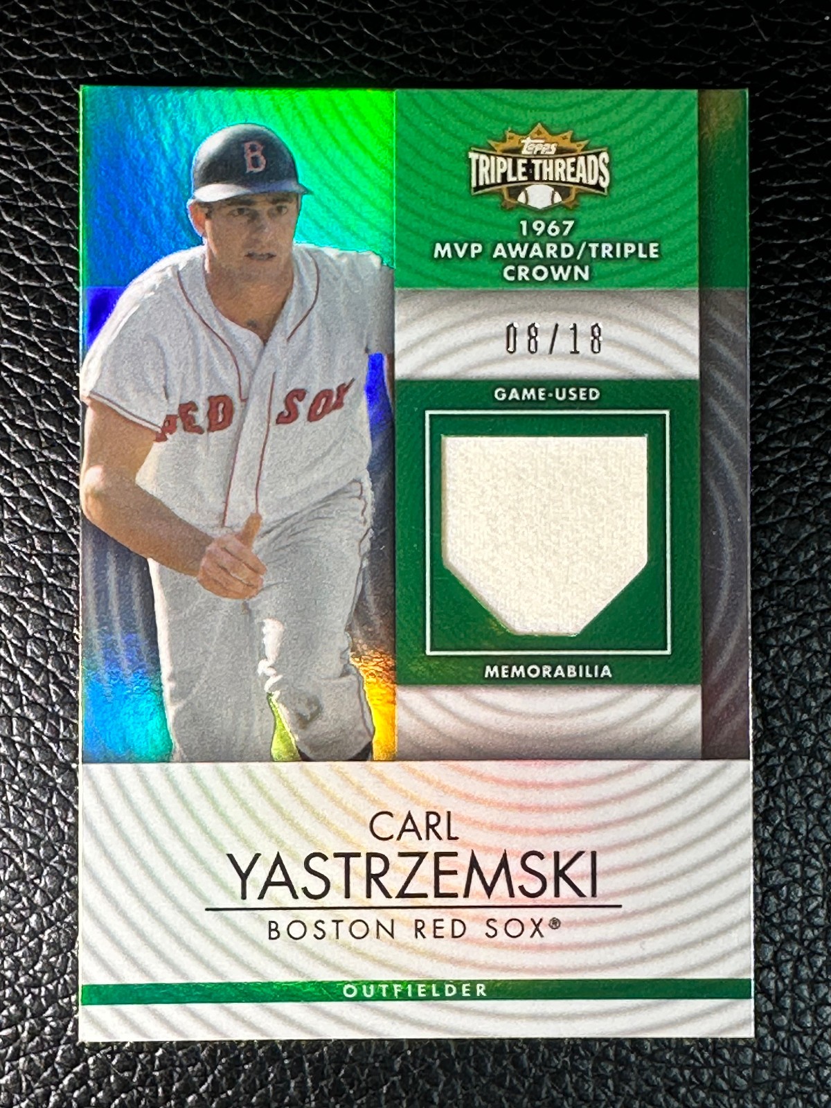 2012 Topps Triple Threads Green Carl Yastrzemski 8/18 Game Used Jersey