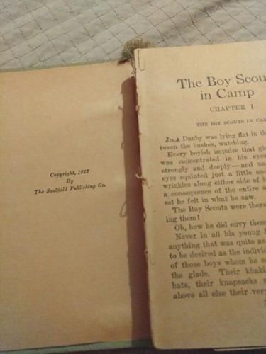 Vintage 1912 Book The Boy Scouts in Camp, needs love