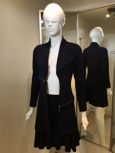 Pre-owned Eva Varro Womens Barcelona Long Jackets In Navy Blue