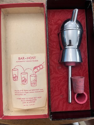 Anchor Products Bar-Host Jigger Pourer Stopper Chrome Bar Accessories Vintage