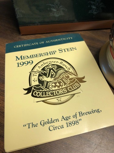 Anheuser Busch 1999 Membership Stein  With COA 
