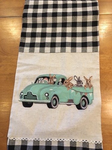 Pier 1 Embroidered Bunnies In Truck Table Runner + Free Shipping