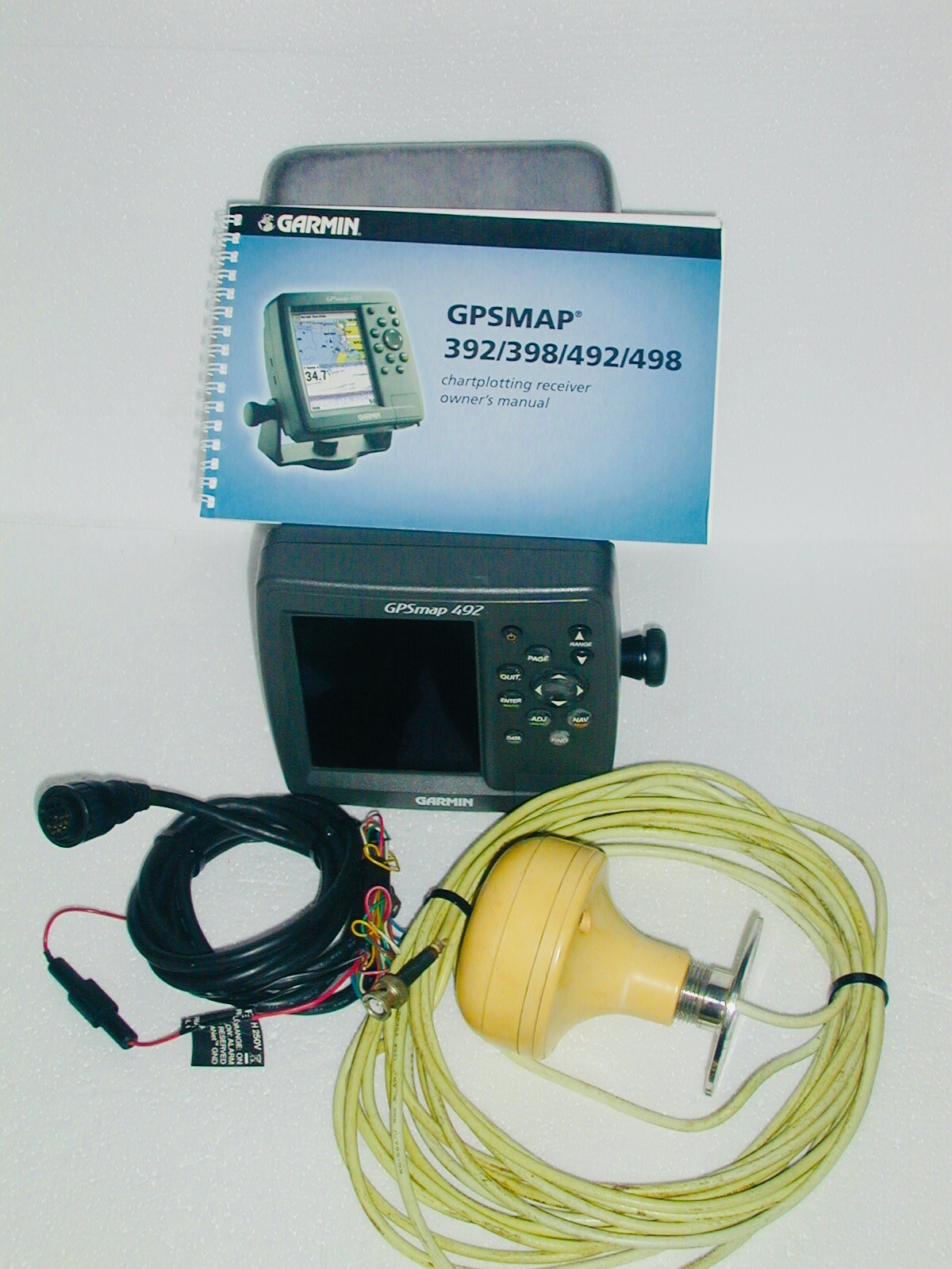 GARMIN GPSMAP 492 COLOR CHART PLOTTER FISHFINDER w/ POWER CABLE COVER