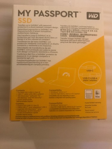 WD 512GB My Passport SSD Portable Storage - USB 3.1 - WDBKVX5120PSL-WESN