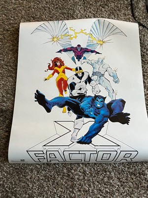 1989 Vintage Marvel X-Factor Poster Walt Simonson 28x22 Beast Cyclops Jean Grey