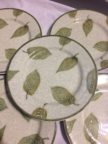 8 International Tableworks Natures Notebook Salad Plates Green Leaves