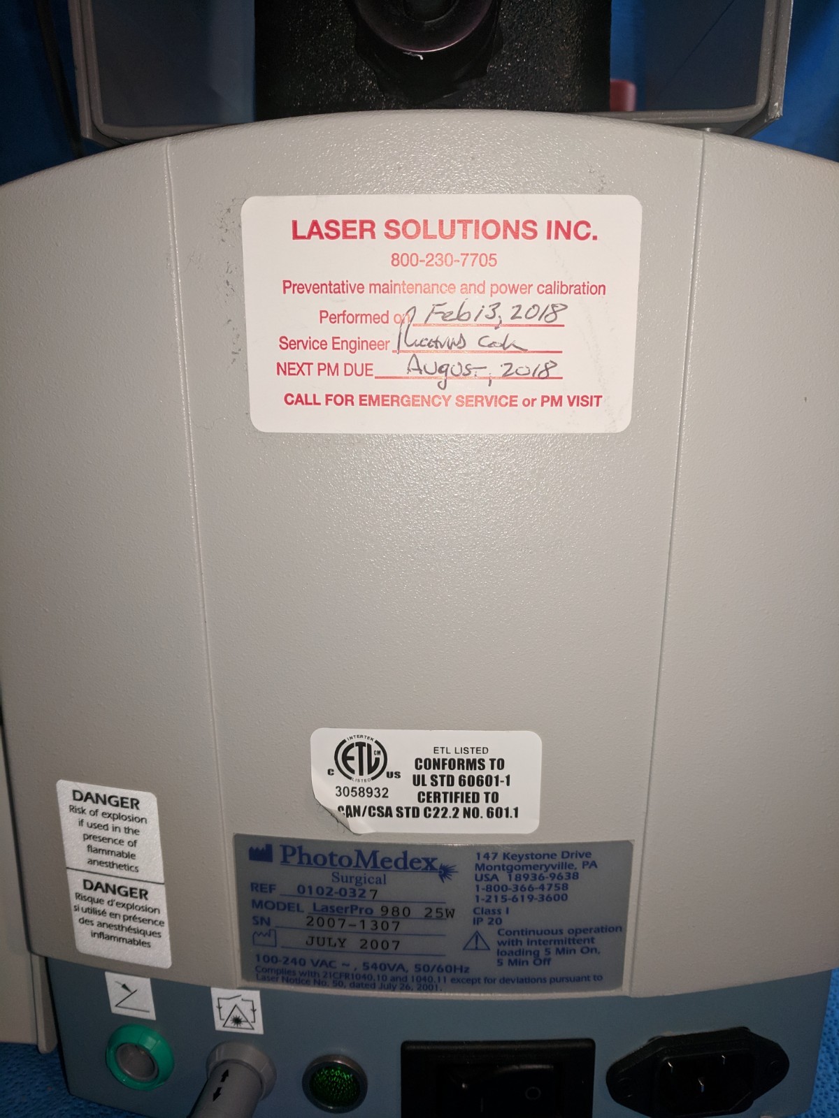 PhotoMedex Surgical LaserPro 980 (25w) w/ SLT SACS (Stand Alone Cooling System)