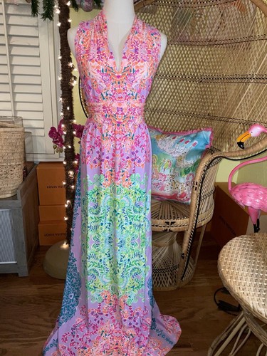 Pre-owned Lilly Pulitzer Pearce Maxi Dress Sunshine ☀️ Vibes Size M,l,xl In Yellow