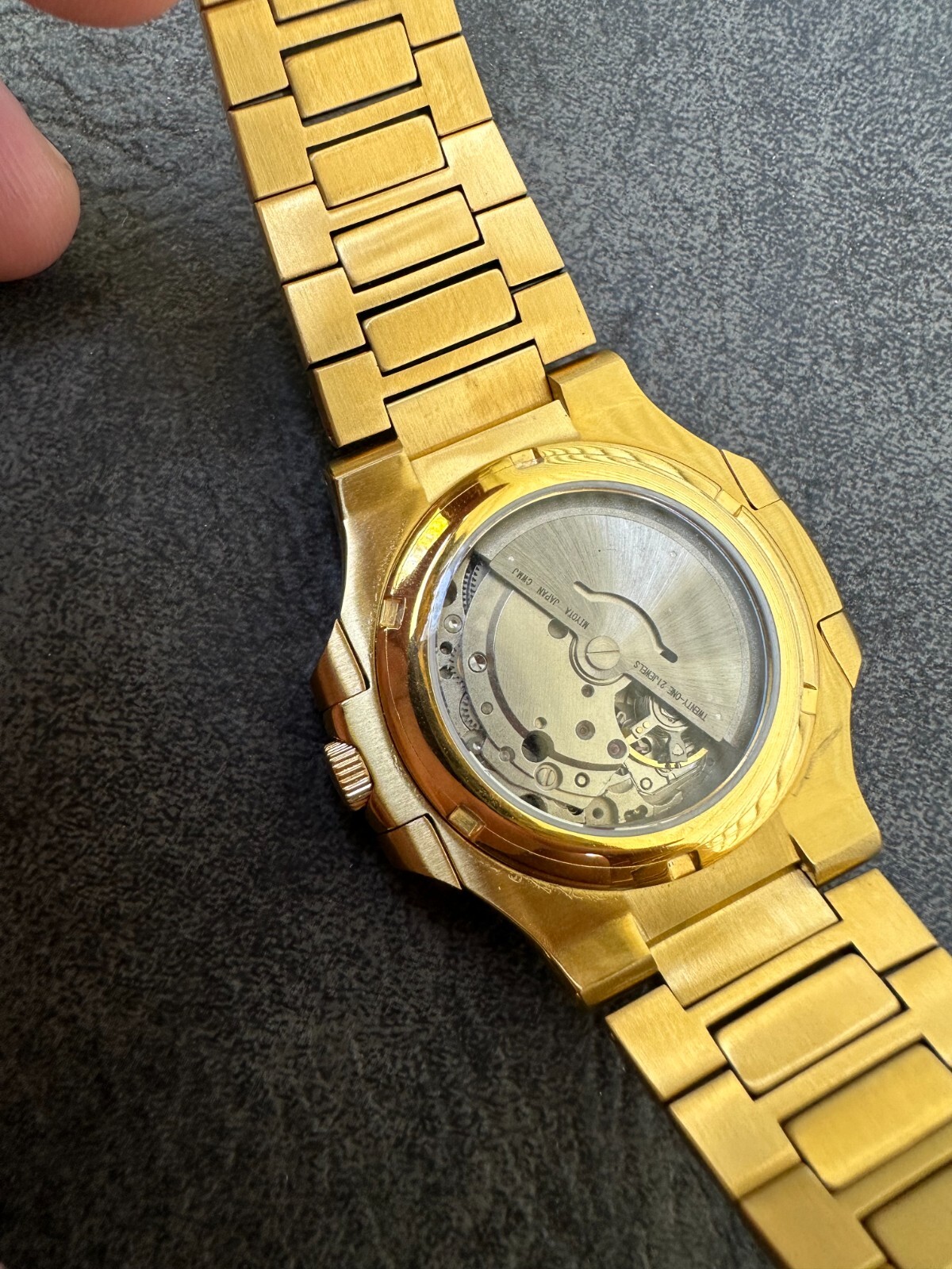 Pre-owned Real Mens Baguette 14k Gold  Moissanite Watch Iced Automatic Movement Hiphop