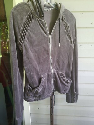 Red by Marc Ecko Juniors Size M Gray Velour Hooded Zip Up Jacket NWT$49