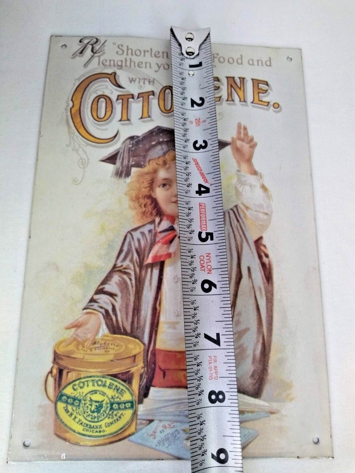 SHORTEN YOUR FOOD AND LENGTHEN YOUR LIFE, COTTOLENE REPRODUCTION TIN SIGN