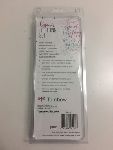 Tombow Beginner Lettering Set 2 Dual Brush Pens Pencil Tip Sheet Hand Letters