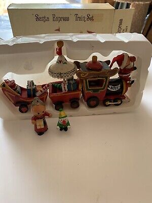 Christmas Vintage handcrafted Santa express three piece train set