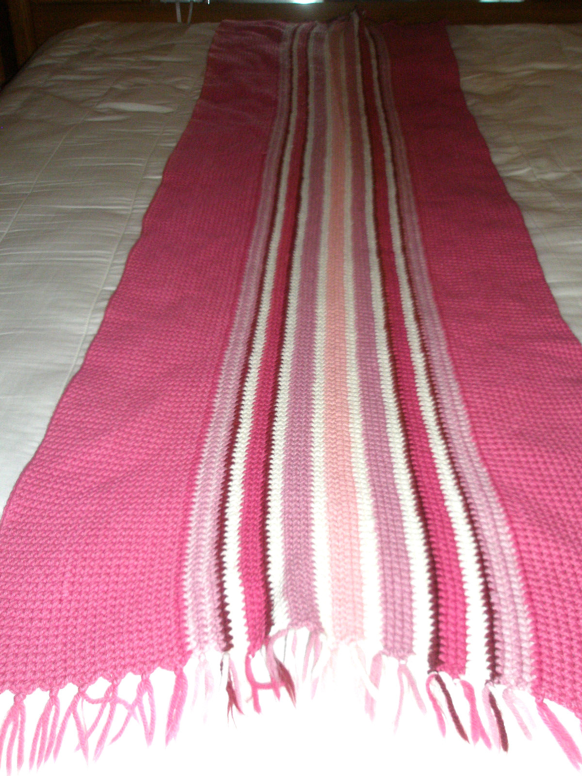 Vintage Afghan Throw Set 2 Mauve Pink White