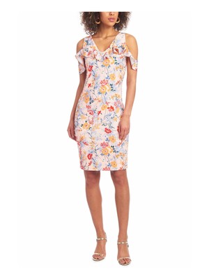 

RACHEL RACHEL ROY Женское розовое вечернее платье-футляр длиной выше колена с развевающимися рукавами, Розовый