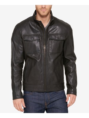 

COLE HAAN Мужская черная куртка-бомбер, Черный, 537A7558