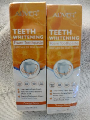 ALIVER Teeth Whitening Foam Toothpaste/Orange (2PK) 2oz.each Exp. 8/25