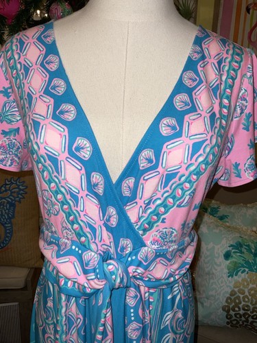 Pre-owned Lilly Pulitzer Esmarella Maxi Turquoise ? Water Ya Waiting For S,m,l,xl In Multicolor