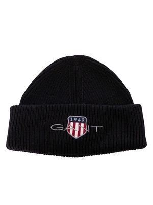

Мужская хлопковая шапка GANT Archive Shield, черная, Черный, 9910029-5