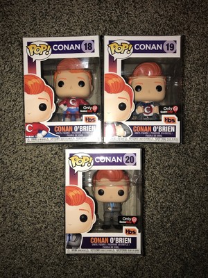 Funko POP #18, #19 #20 Conan O brien SDCC 2018 Gamestop TBS. LOT. W/ PROTECTORS