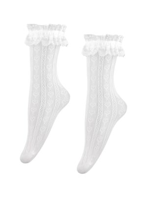 タイツ・ソックス White Bow White Lace Ankle Socks 715Wc7eCJ9L._SY350_QL65_.jpg