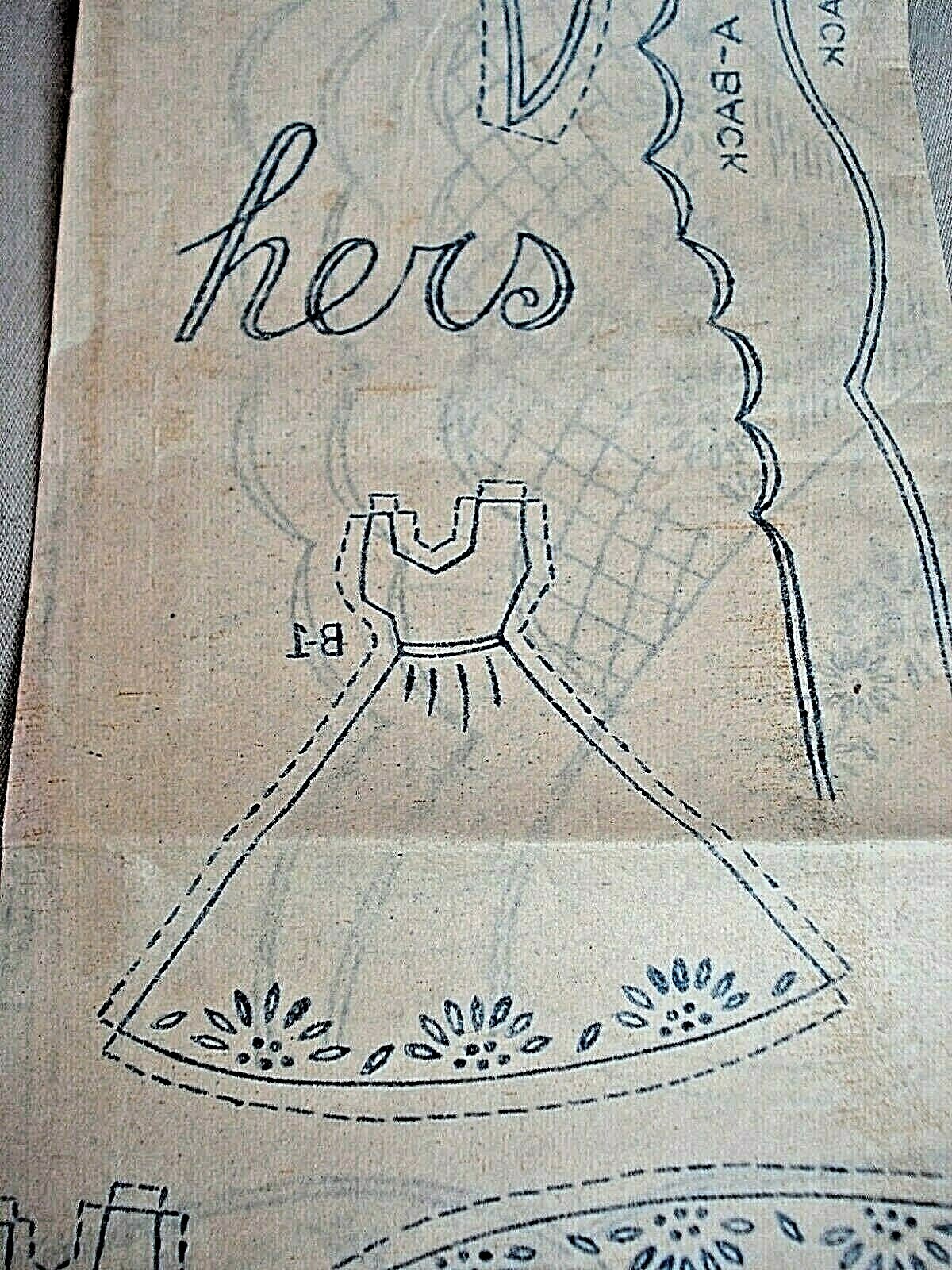 Vtg UNCUT 1940-1950's VOGART Transfer Pattern #146-Bows/Bouquets/Southern Belles