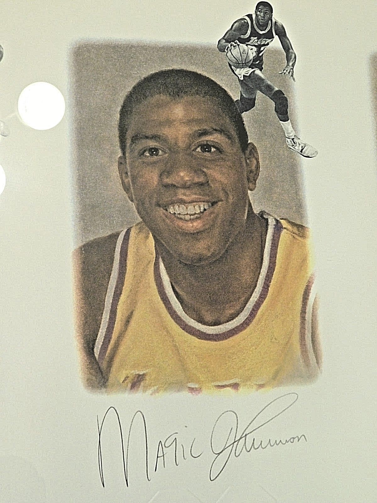 LAKERS LEGENDS LITHOGRAPH w AUTOGRAPHS CHAMBERLAIN JOHNSON WEST BAYLOR JABBAR