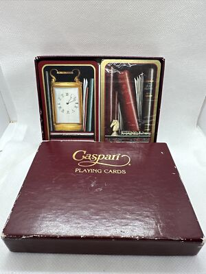 VTG Caspari Playing Cards 'Library' Clock Original  Paul Stagg Double Deck w/Box