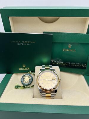 Rolex Datejust 41 126333 18K Gold Fluted Champagne Dial Oyster Box
