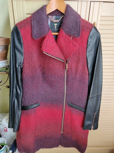 Ted Baker Womens 1 / XS Annamae Moto Coat Jacket Red Wool