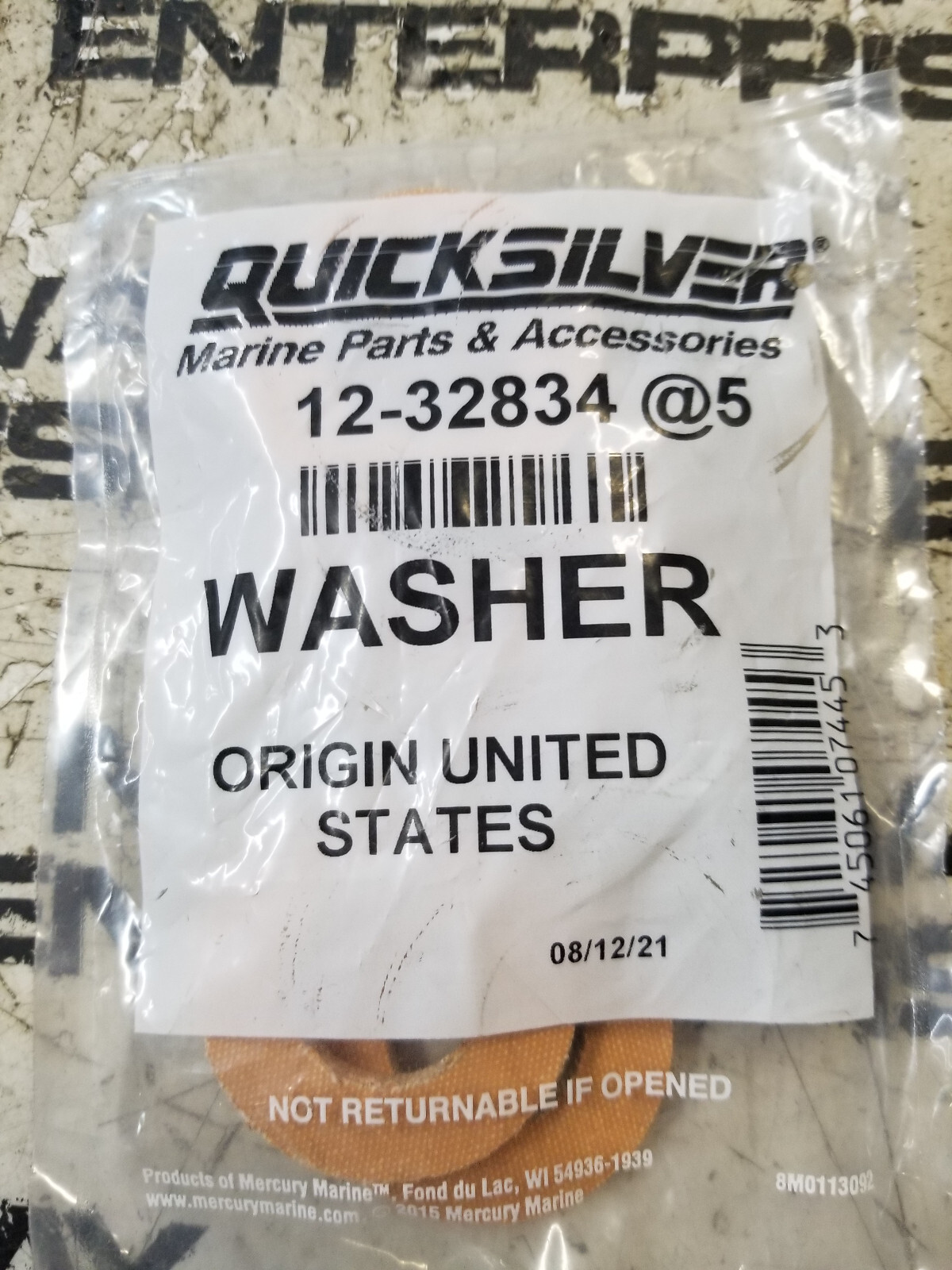 1 BAG OF 5 - QUICKSILVER 12-32834 WASHER - Picture 1 of 2