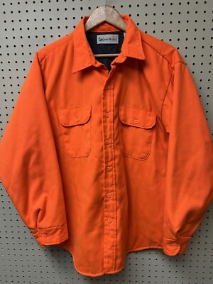 Vintage Men's XL Gander Mountain Orange Insulated Flannel Hunting Shirt USA 2X