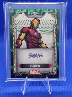 2024 topps chrome Marvel Iron Man Green Gama Wave Auto 61/99