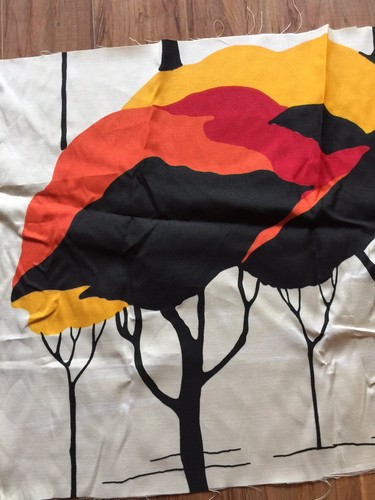 Vintage Mid Century 70’s Screen Print Tree Art Fabric Wall Panel Chetley 44 x 28