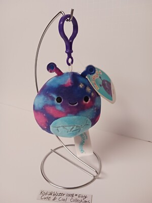 NWT Piaxa the Galaxy Alien Blue Pink Squishmallow Plush Clip On Keychain 3.5''