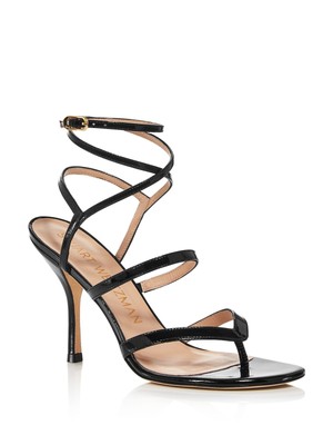 STUART WEITZMAN/ женские черные босоножки Julina из кожи на шпильке с круглым носком; обувь 6