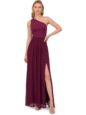 ADRIANNA PAPELL Womens Burgundy High Slit Lined Sleeveless Gown Dress 6