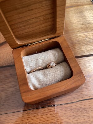 engagement ring Set size 7 pre owned Twig Pattern Wooden Pattern 14k Gold