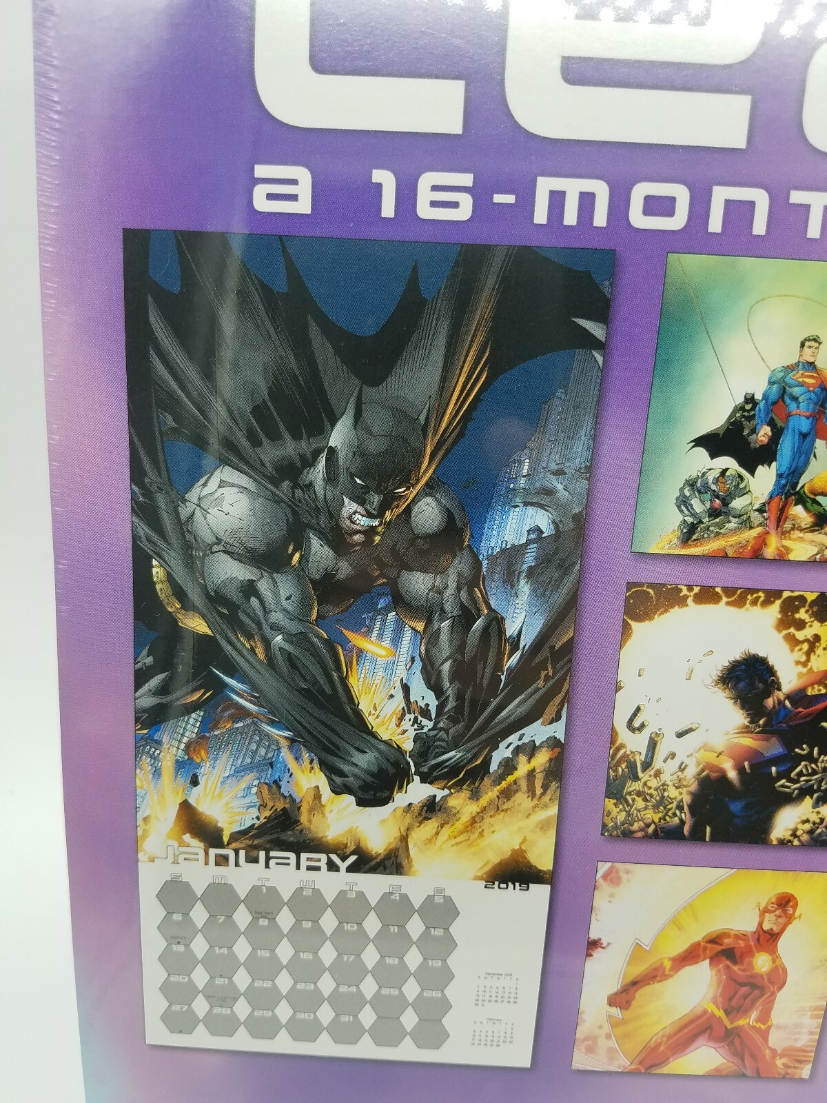 2019 The Justice League Classic Wall Calendar Batman Wonder Woman Flash 16 Month