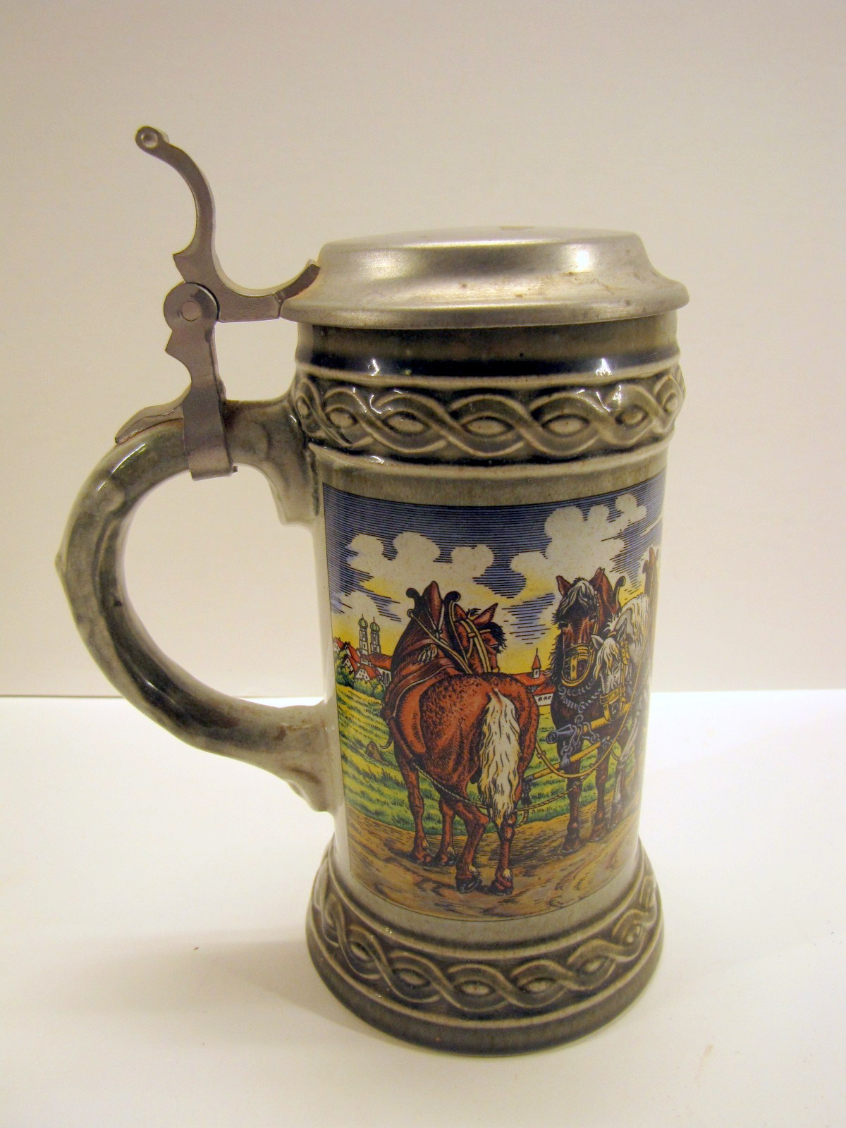 Beer Keg Wagon And Horses - Gerzit German Beer Stein