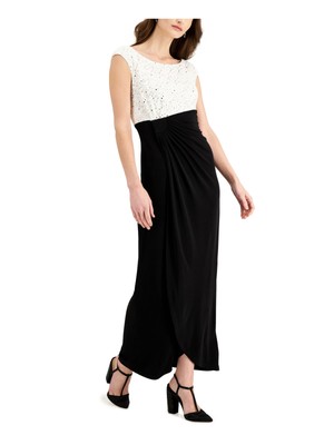 CONNECTED APPAREL Womens Black Sleeveless Round Neck Tea-Length Sheath Dress 4
