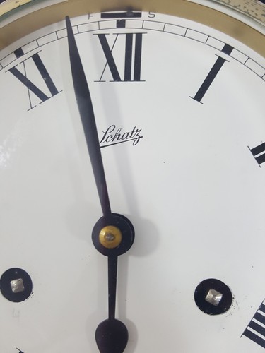 SCHATZ MARINER 8 Day Ships Wheel CLOCK Made in WEST GERMANY Brass Black No Key